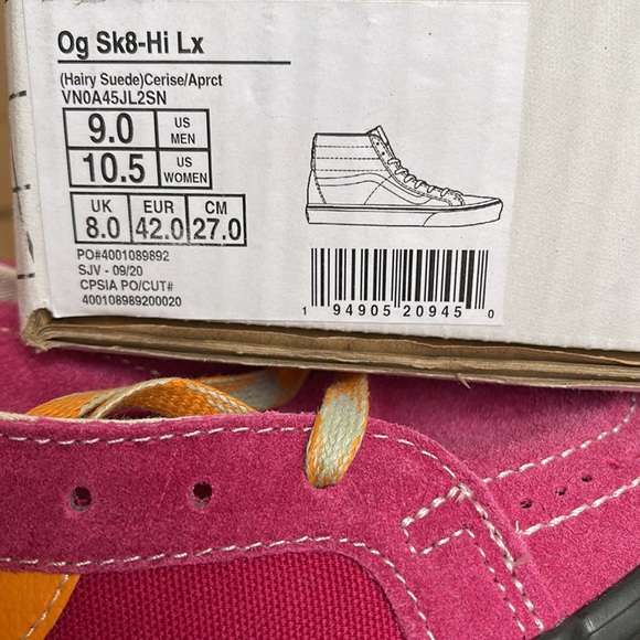 Vans Og Sk8-Hi Lx Heiry Suede Cerise/Apricot WMNS - Picture 16 of 16